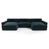 WOHNLANDSCHAFT Samt Pfauenblau 420cm - Blau/Hellblau, Textil (420/75/174cm) - Sia Home