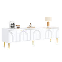 TV-LOWBOARD 170/35/47,5 cm mit Kabeldurchlass und goldfarbenen Metallfüßen - Weiß, Holzwerkstoff (170/47.5/35cm) - BEAOK
