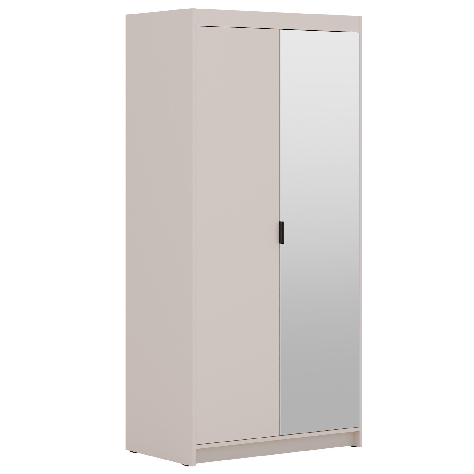 DREHTÜRENSCHRANK Elena mit 2 Türen und Spiegel, 90 cm, Sandbeige - Sandfarben, Holzwerkstoff (90/190/53cm) - Beautysofa