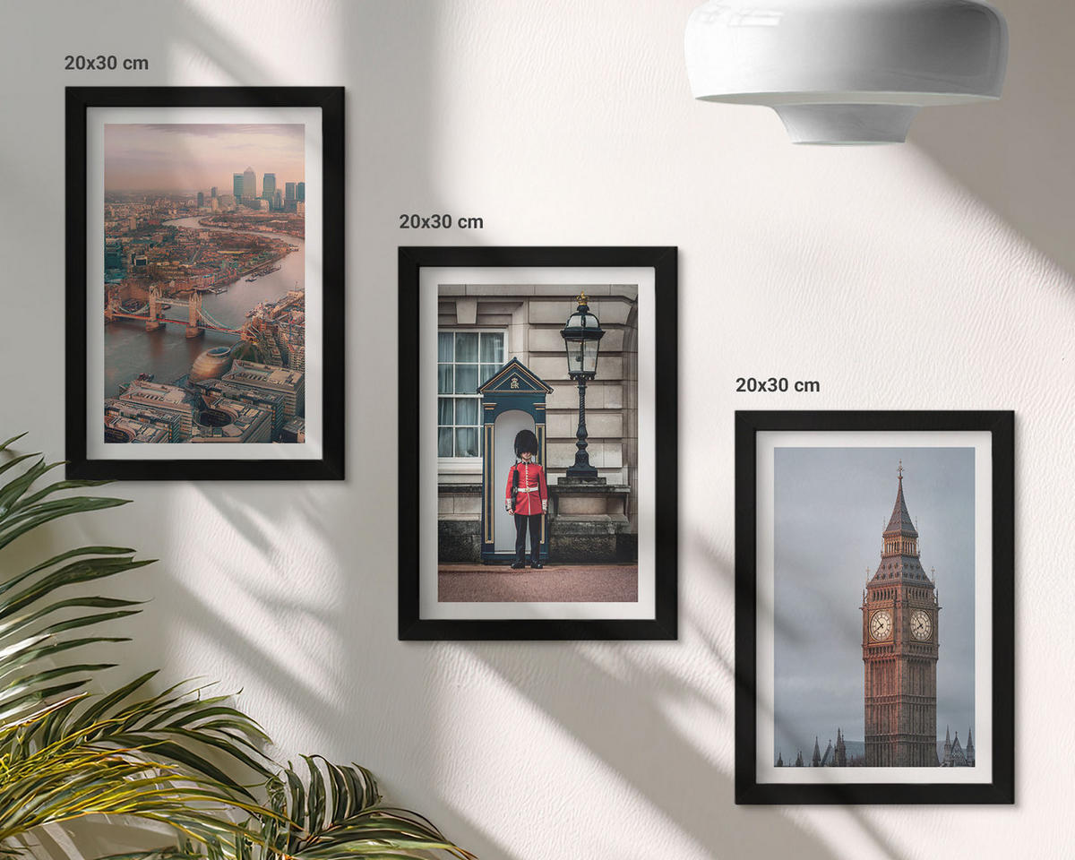 WANDBILDER 3er-Set - 20x30 cm Schwarzer Rahmen - London Bridge Guardian Big Ben - Schwarz, Kunststoff (20/30cm) - ArtPrintCave