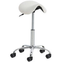 HOCKER Lederlook weiß - Chromfarben/Weiß, Textil/Metall (46/53/46cm) - CLP