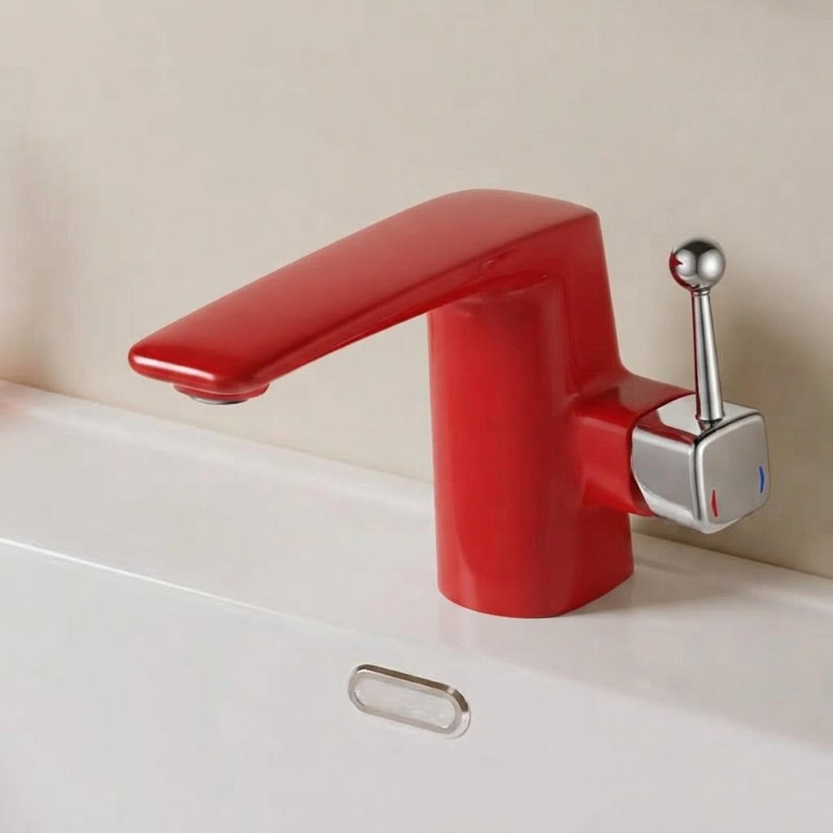 BADEZIMMERARMATUR, 17,5 x 15,5 cm, rot. - Rot, Metall (26/12/22cm) - Vallsero