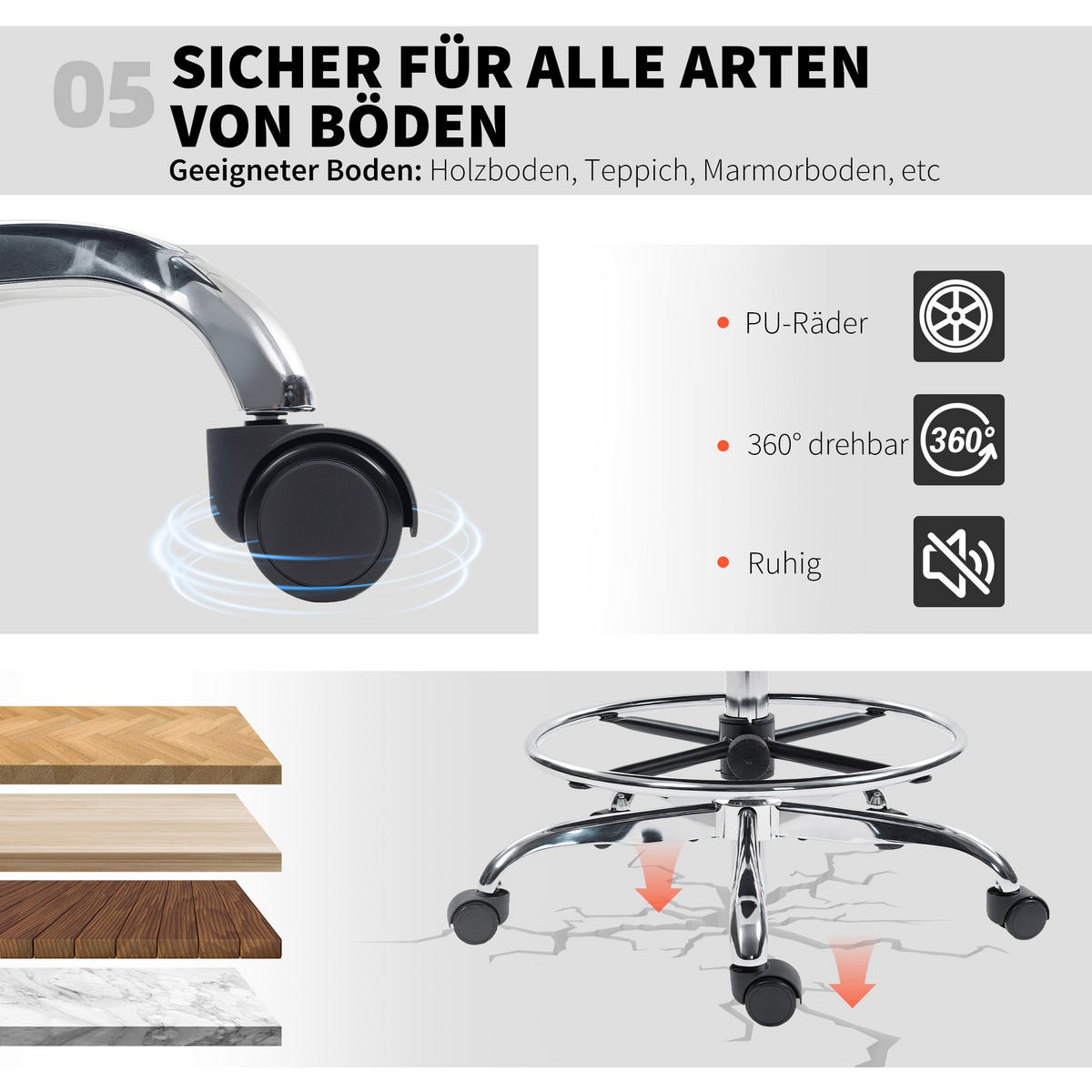 BÜROSTUHL mit Hochklappbar Armlehne Verstellbarer Fußring und 4D-Lendenstütze - Schwarz, Kunststoff/Textil (60/132/60cm) - HOMCOM