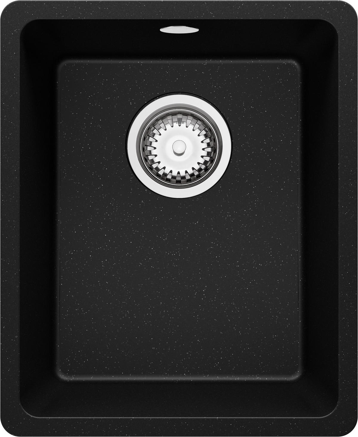 SPÜLBECKEN Venedig Slim Easy, 2-er set Schwarz Metallic 36/44 cm 1 Becken + Ablauf-Set ab 40er Unterschrank - Chromfarben/Schwarz Hochglanz, Kunststoff (36/20/44cm) - Primagran