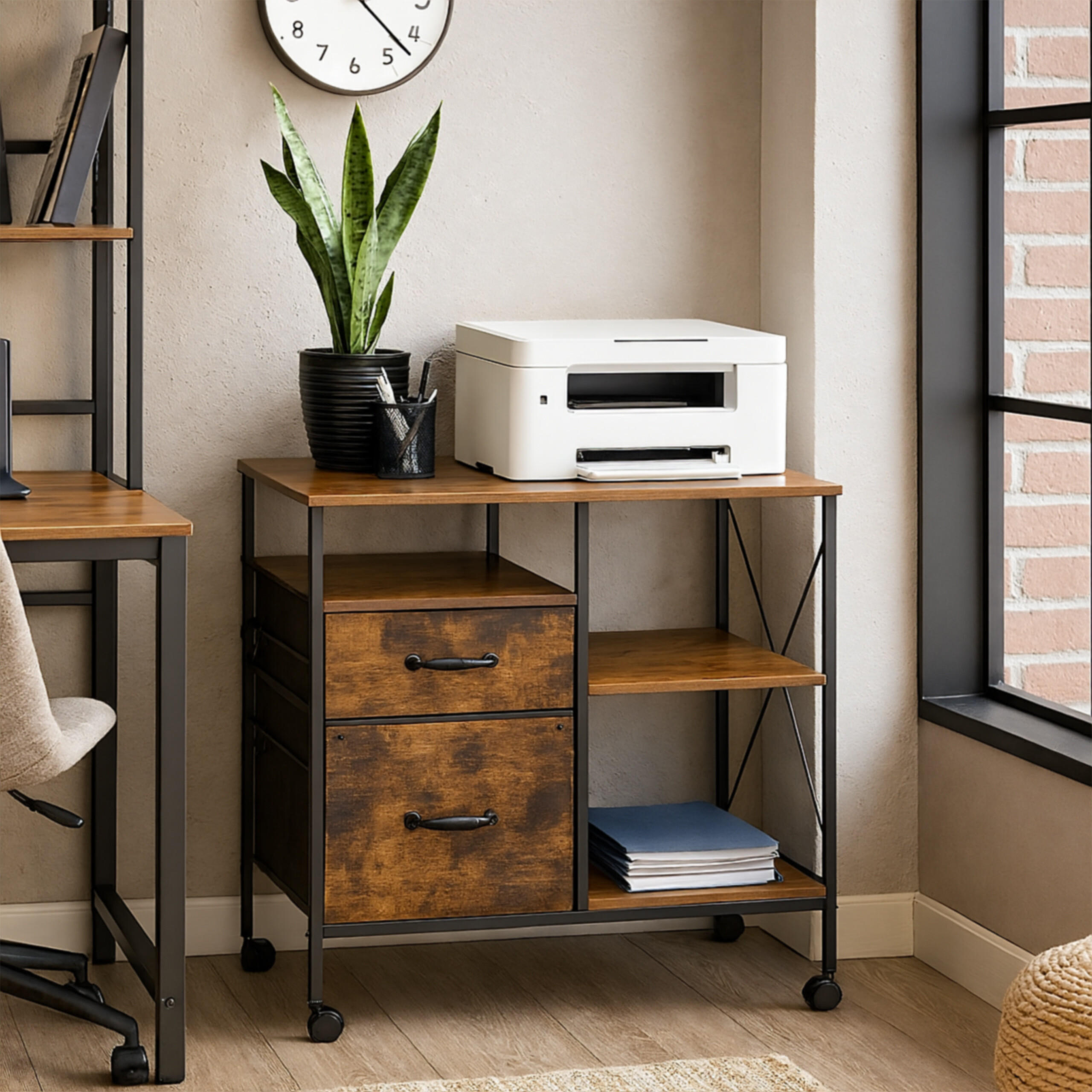 ROLLCONTAINER - Braun, Holzwerkstoff/Kunststoff (76.5/75.5/40cm) - Relaxdays