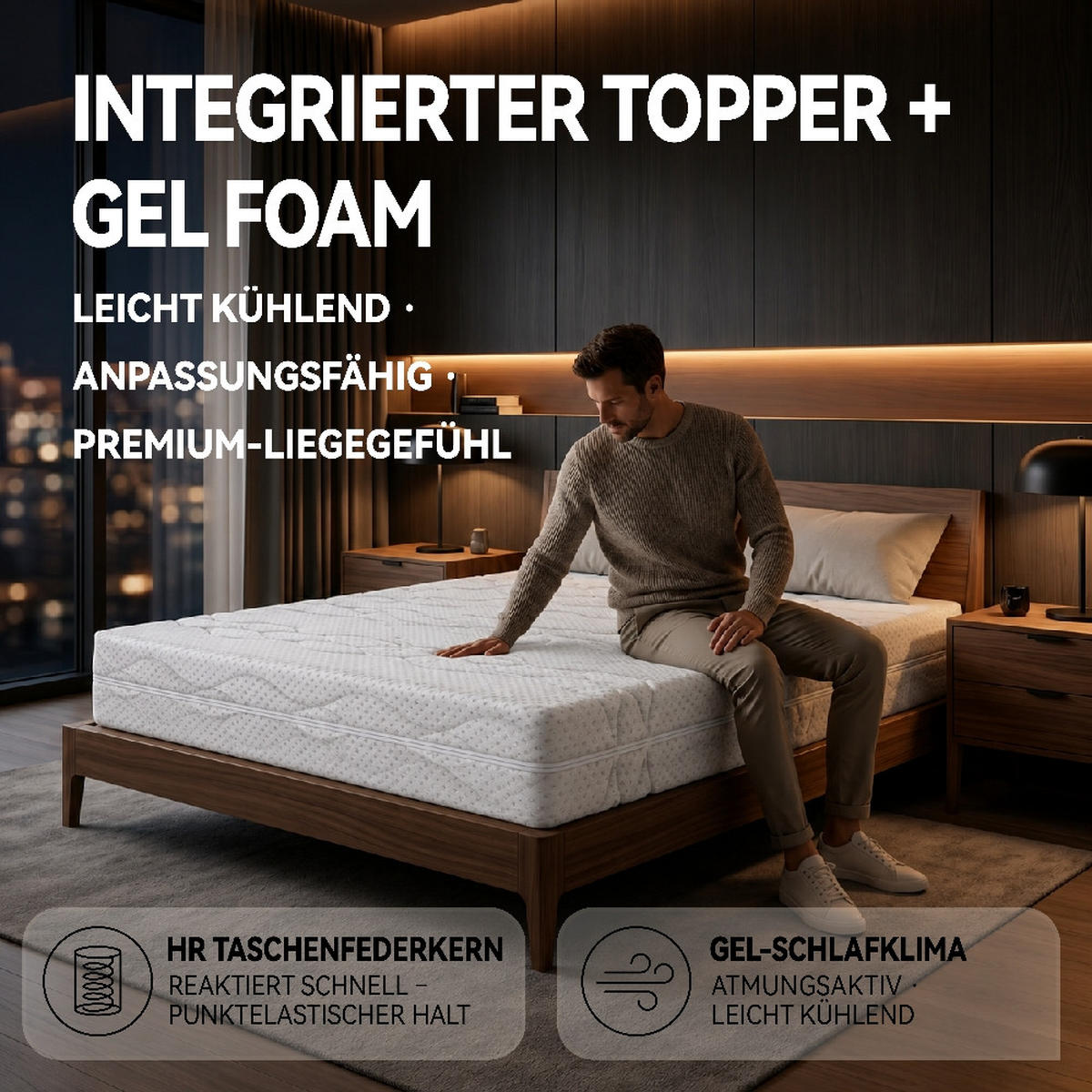 TASCHENFEDERKERNMATRATZE, 7 ZONEN, HÄRTEGRAD H3, ÖKO-TEX, 120/200 cm - Weiß, Metall (120/200cm) - Rolipo