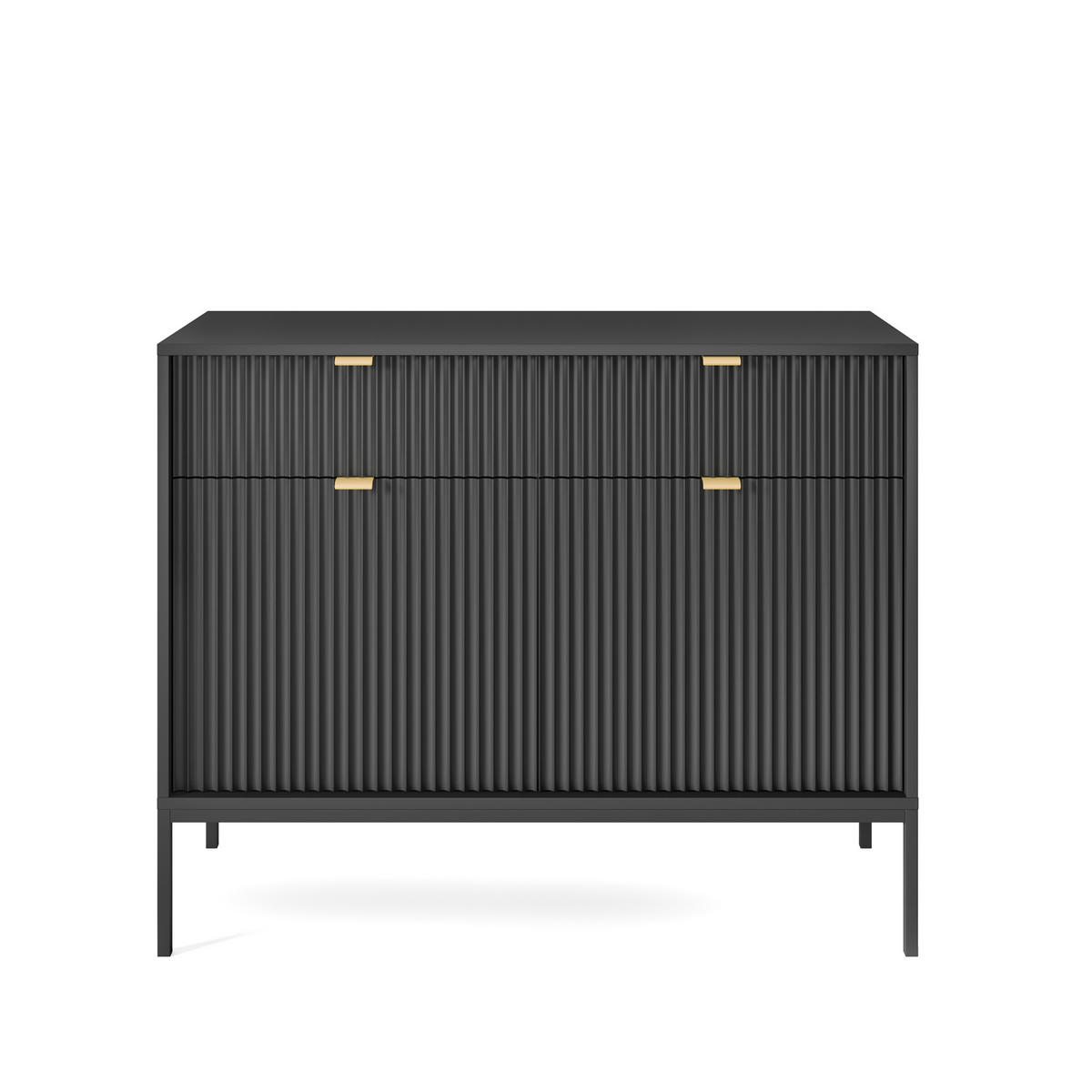 KOMMODE STELLARE 104/83/39 cm mit 2 Schubladen 2 Türen Schwarz - Schwarz, Holzwerkstoff (104/83/39cm) - MASSENO