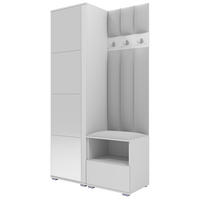 GEPOLSTERT Garderoben-Set Nela I LUX (Spiegel – Farbe Weiß + Stoff Trinity 32) - Silberfarben/Hellgrau, Holz/Holzwerkstoff (100/187/40cm) - Ravio