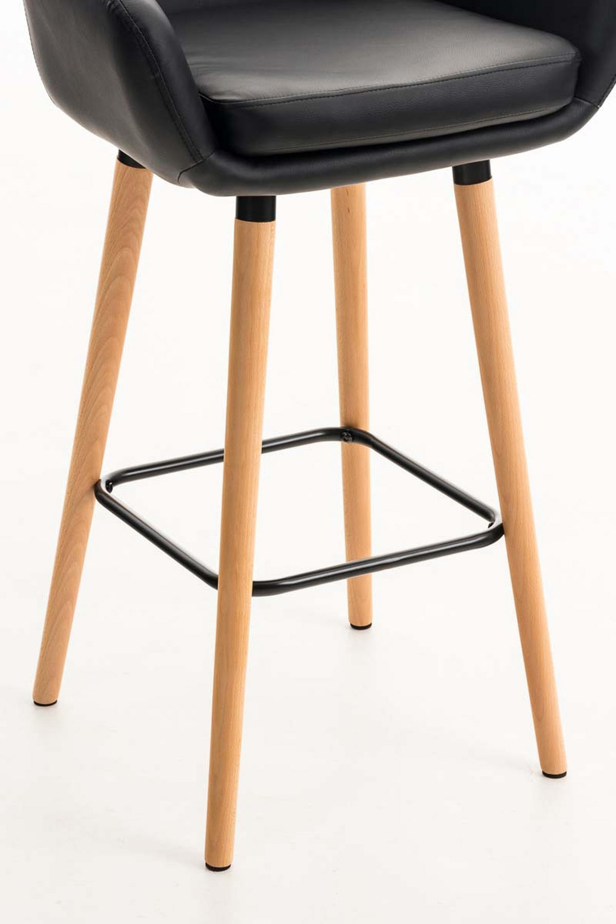 BARHOCKER Grande, Gestell Holz, Kunstleder Schwarz - Schwarz/Braun, Holz/Kunststoff (55/99/46cm) - TPFLiving