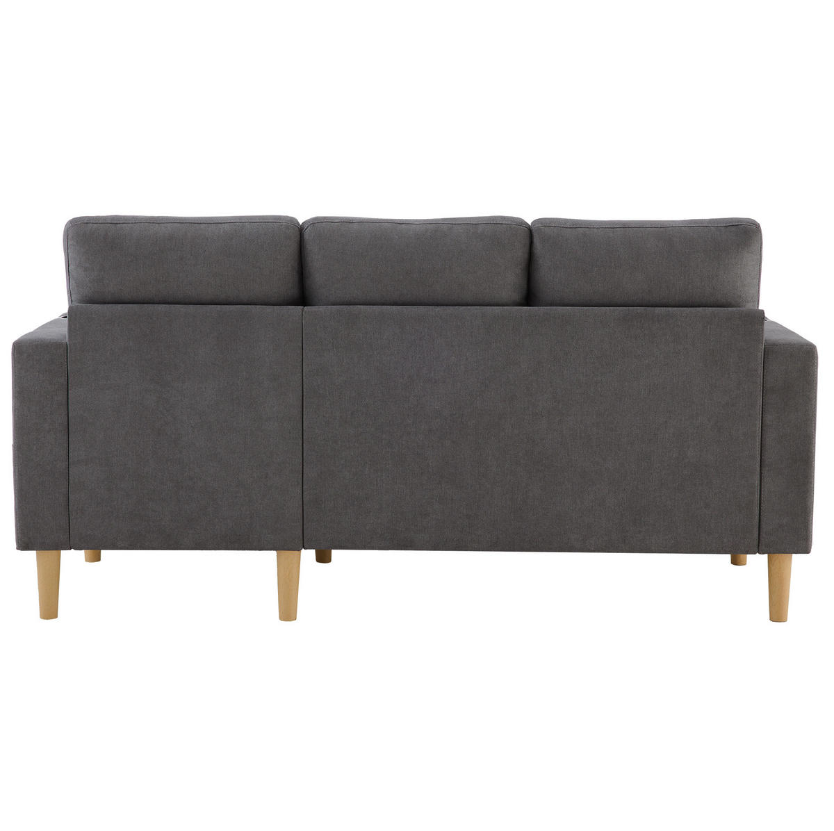 ECKSOFA 175/129/90 cm dunkelgrau aus Baumwoll-Leinen mit Stauraum - Dunkelgrau, Textil (175/129cm) - OKWISH