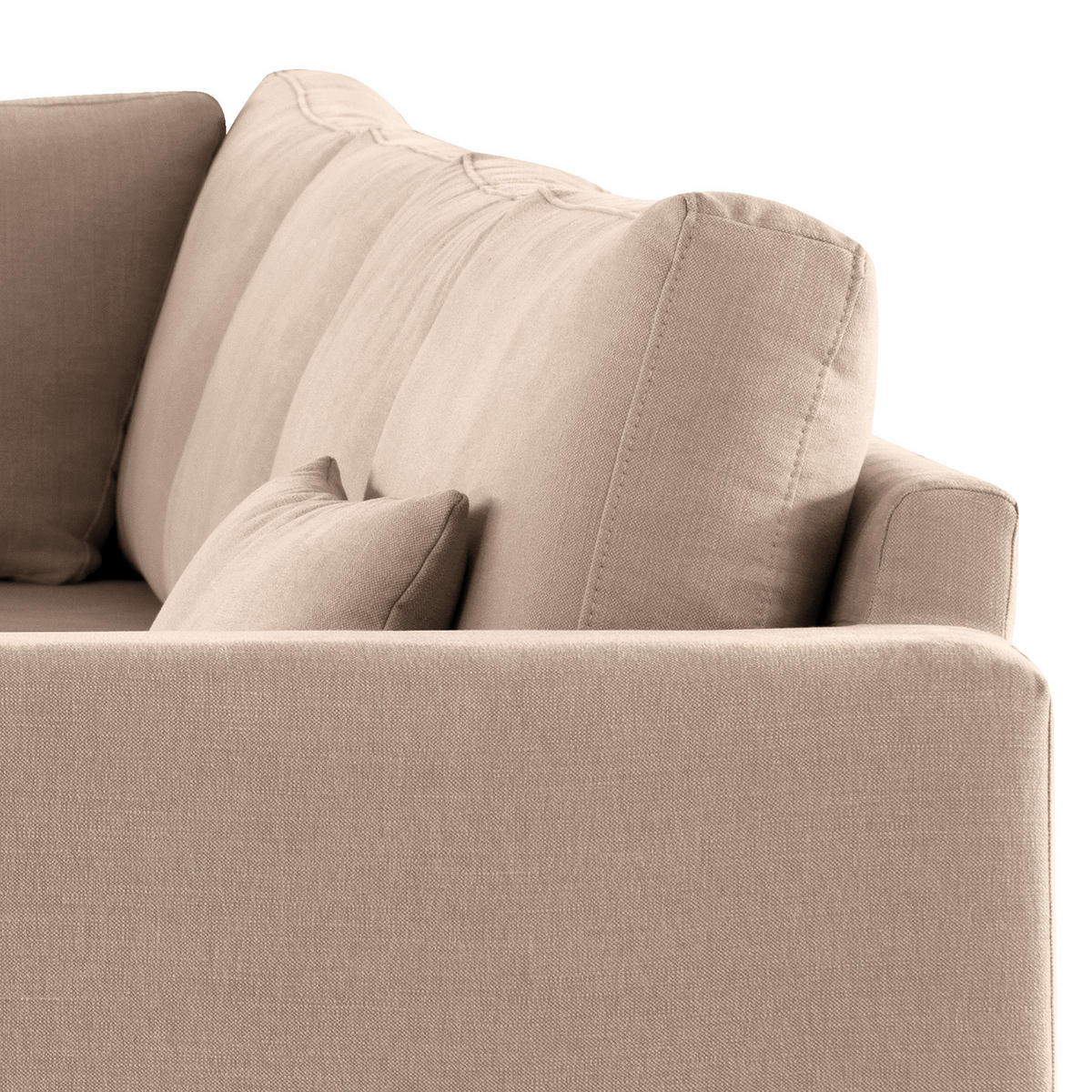 ECKSOFA mit Ottomane - Taupe/Eichefarben, Naturmaterialien/Eichenholz (287/219cm) - home24
