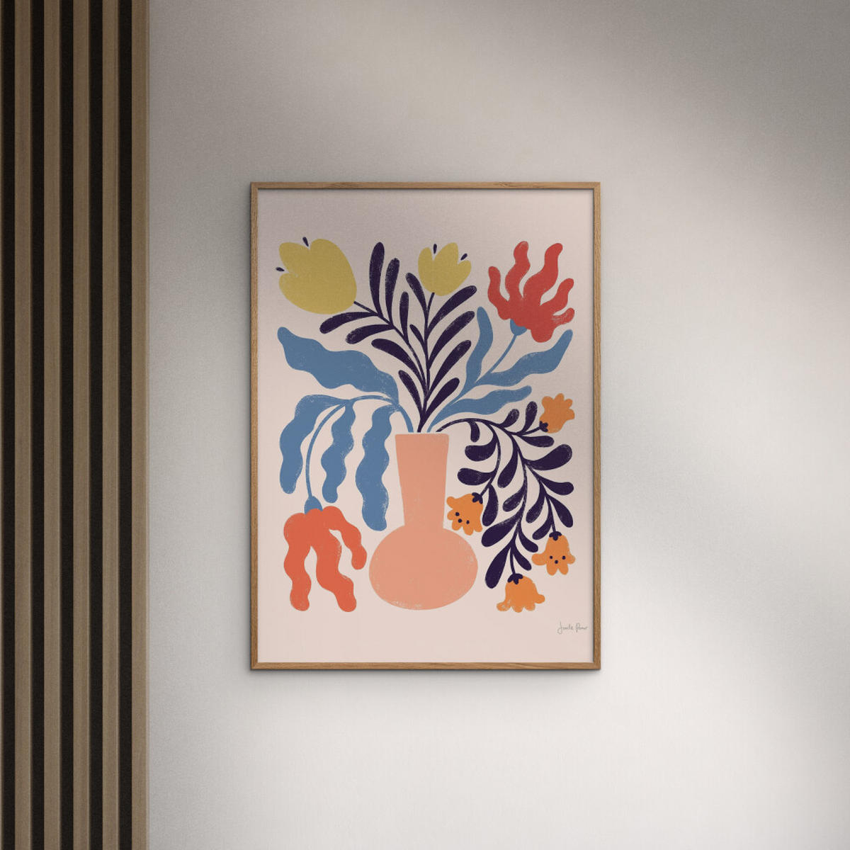 POSTER mit Rahmen Wild Apple - Floral No. 1 - Eichefarben/Multicolor, Holz/Papier (50/70cm) - Poster&Frame