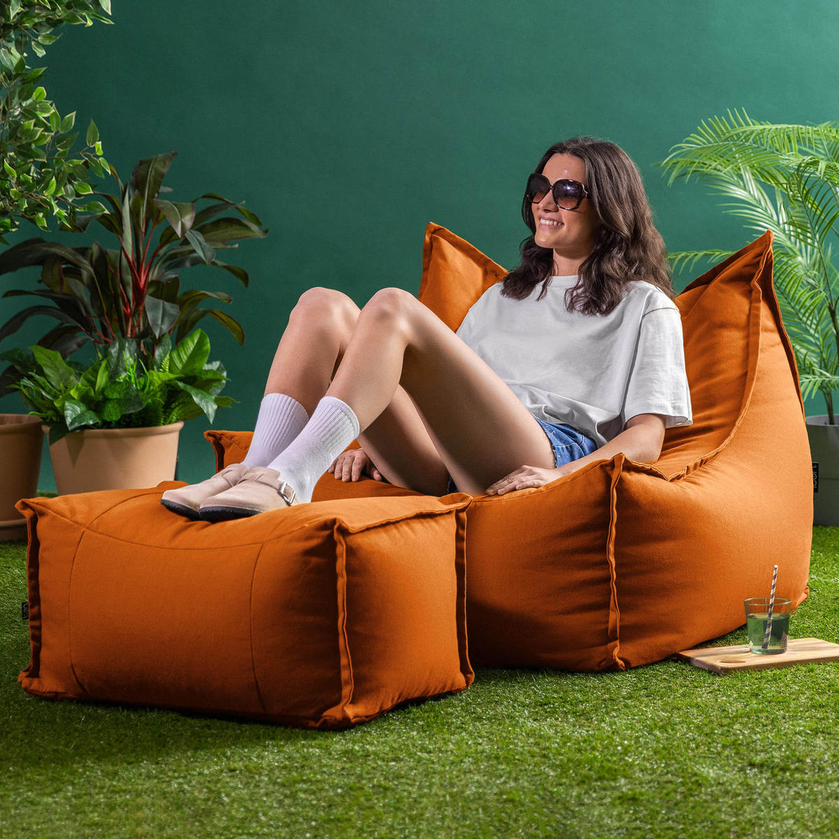 SITZSACK Outdoor-Sessel Alto + Hocker - Orange, Textil (94/75/94cm) - icon