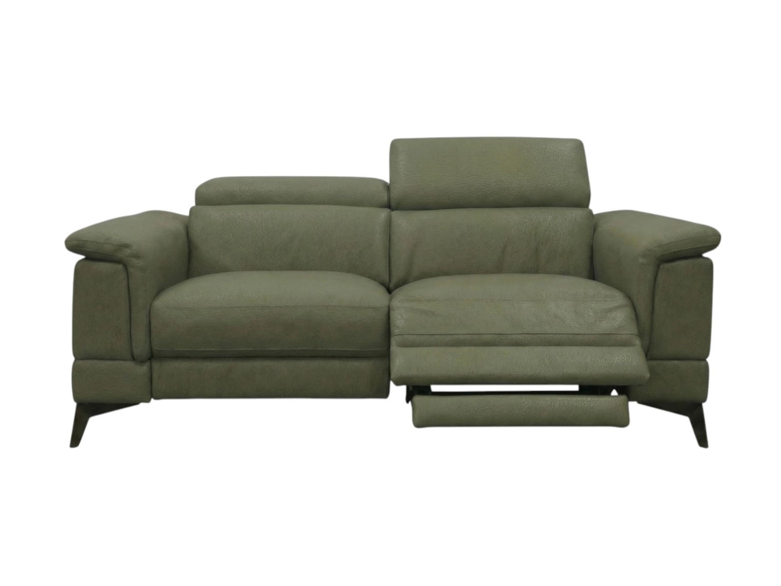 3-SITZER Sofa Planet Echtleder mit 1 x Relaxfunktion Olivgrün - Olivgrün, Leder/Metall (200/80/110cm)