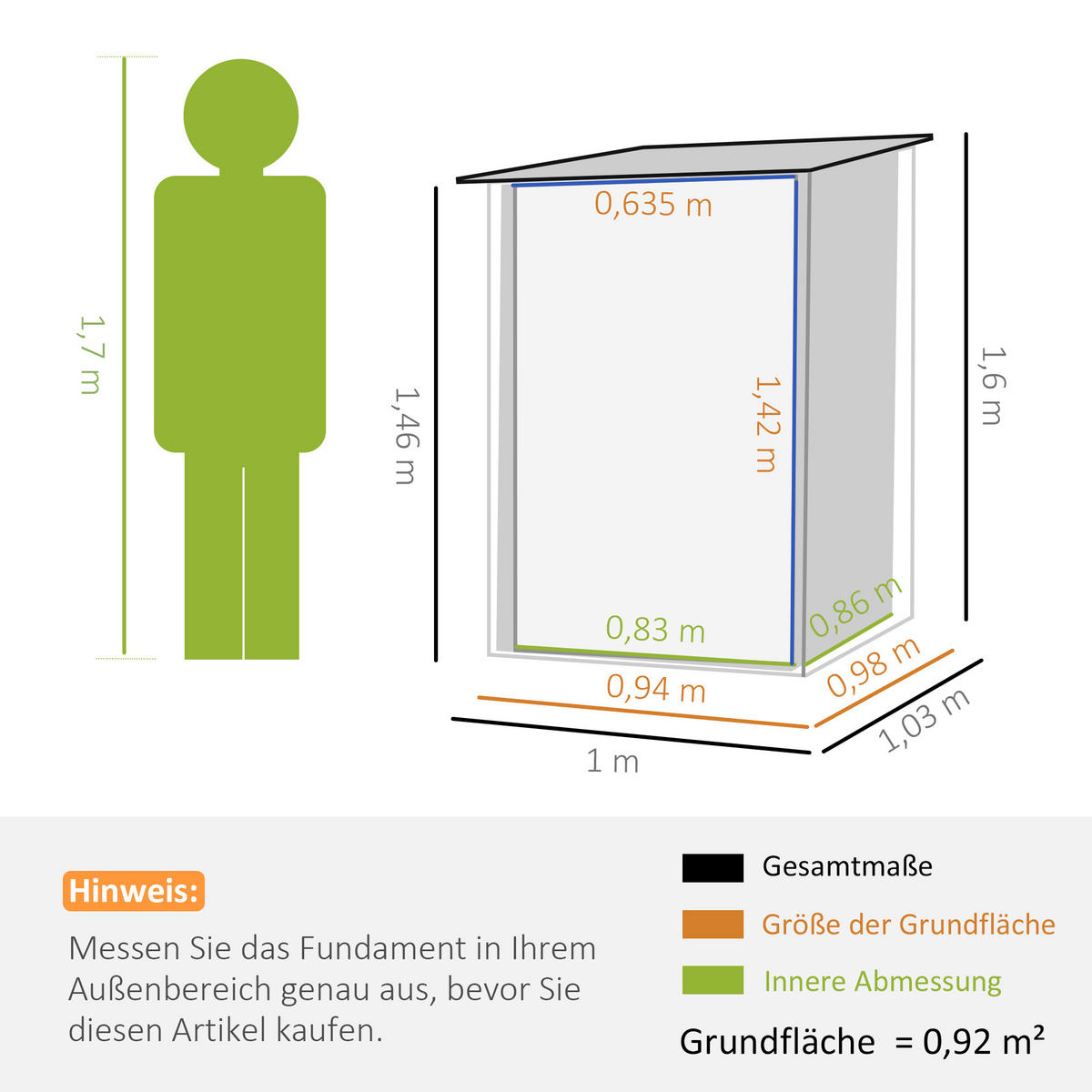 GERÄTEHAUS aus Stahl, 0,92 m² Geräteschuppen, Gartenschuppen für Balkon, Braun - Braun, Metall (103/160/100cm) - Outsunny