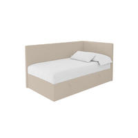 EINZELBETT Jugendbett mit Bettkasten Links, ohne Matratze - LOVY 90x200 Dunkelbeige - Mokka, Holzwerkstoff/Textil (90/200cm) - ALTDECOR