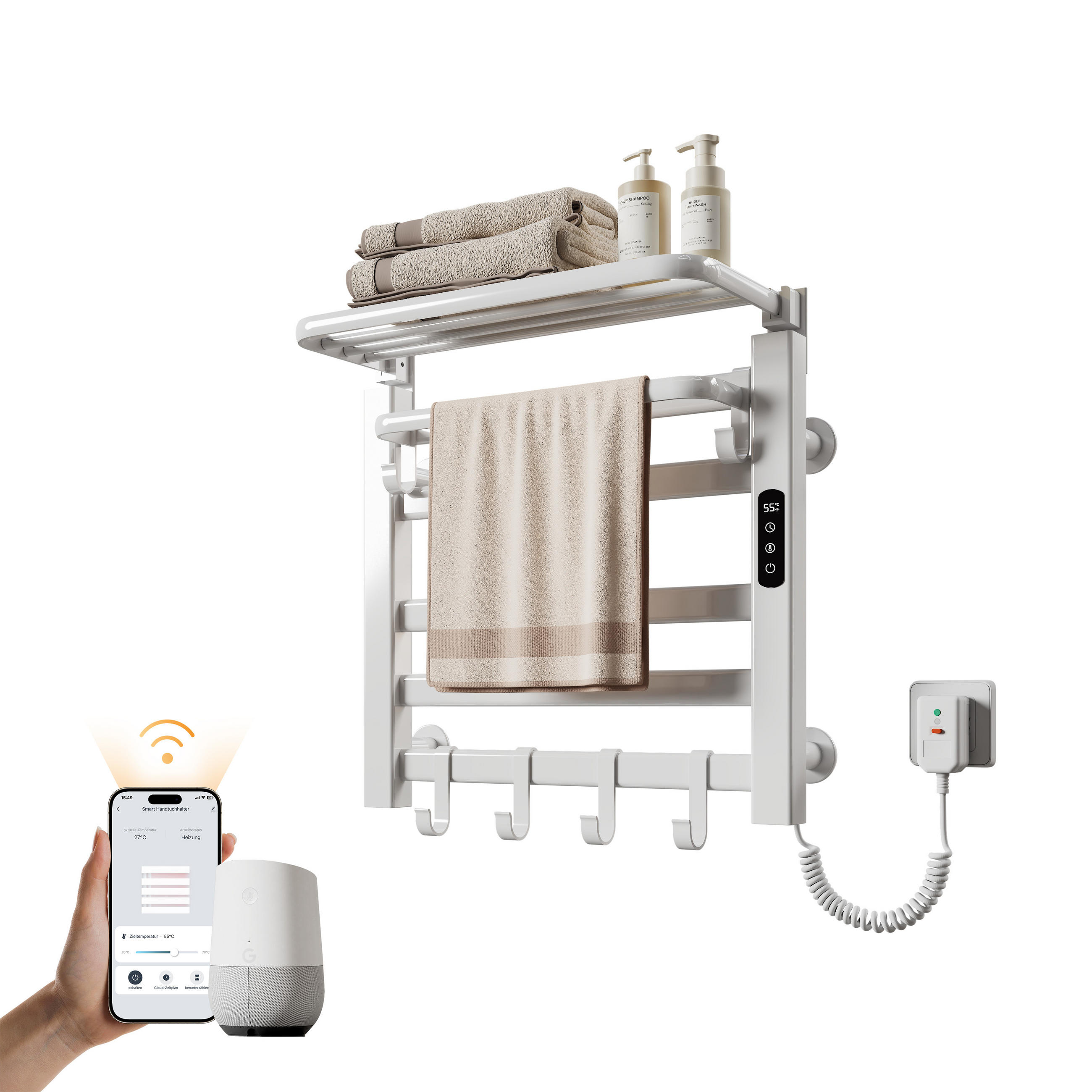 HEIZKÖRPER Elektrisch mit WiFi und Fernbedienung Weiß 50/50 cm - Weiß, Metall (50/50/25cm) - EMKE