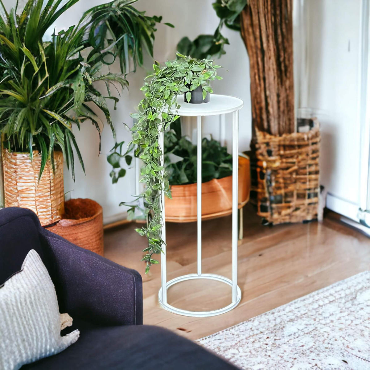 BLUMENHOCKER Metall Weiß Rund 60 cm - Weiß, Metall (25/60/25cm) - DanDiBo