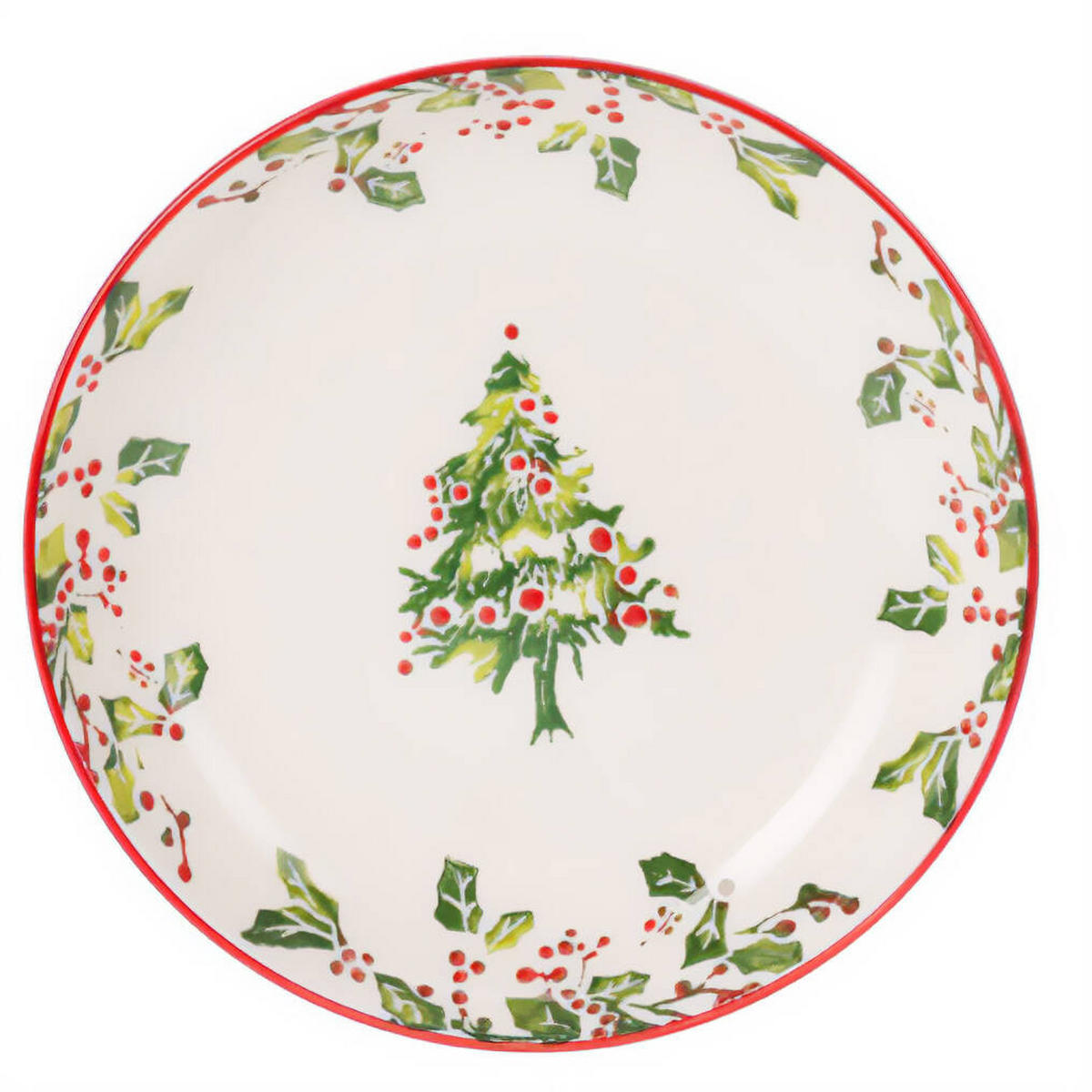 WEIHNACHTSTELLER Steingut Ø 21 cm - Weiß, Keramik (21/4/21cm) - Home Styling Collection