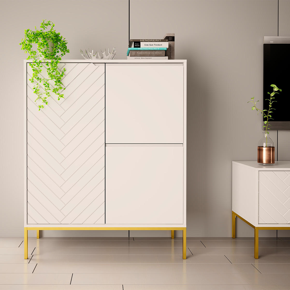 SIDEBOARD Daria Weiß - Weiß, Holzwerkstoff (102/145/39cm) - Petits-meubles