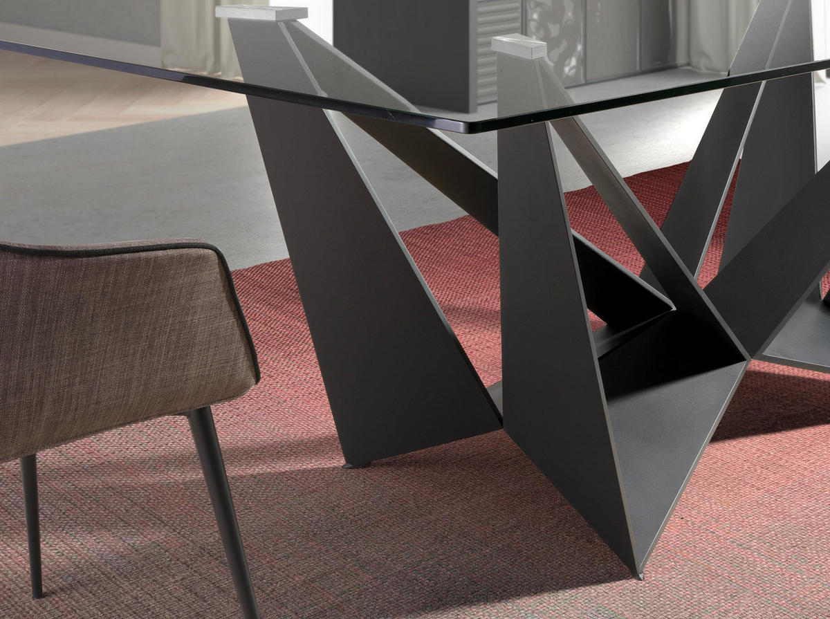 ESSTISCH Rechteckig Schwarz Kristall 240/120/75 cm - Transparent/Schwarz, Metall (120/240/75cm) - ANGEL CERDA