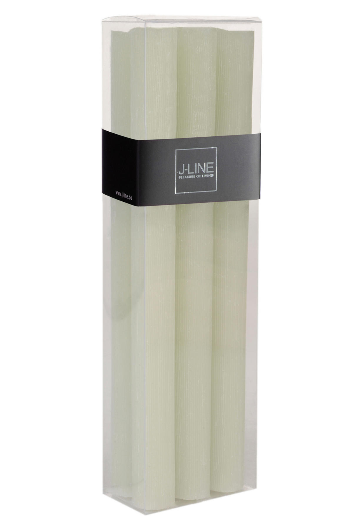 DUFTKERZE AURA - Pudergrün - 9 Std. - 6er set - Salbeigrün, Paraffin (4.5/24/7cm) - J-Line