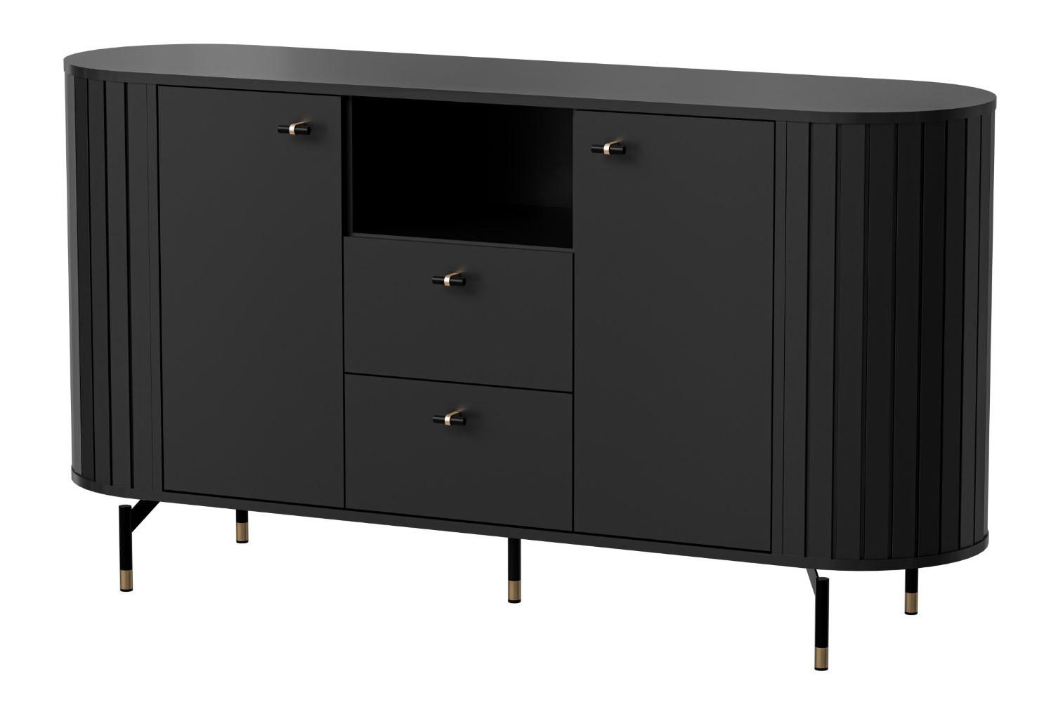 Feldmann-Wohnen Sideboard Schwarz 150x81x40 cm