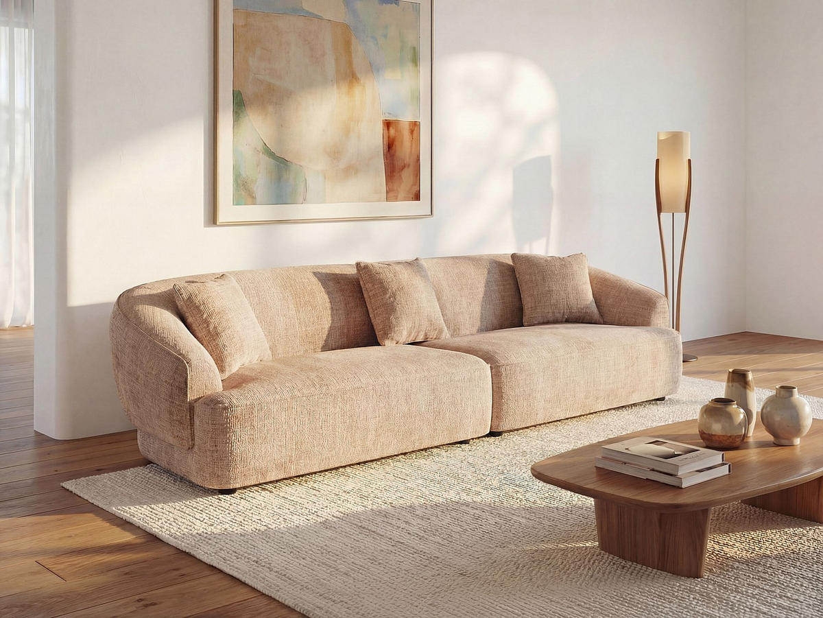 4-SITZER-SOFA aus strukturiertem Stoff – Beige – ZULIAKA - Beige, Textil (320/80/108cm) - Vente-Unique