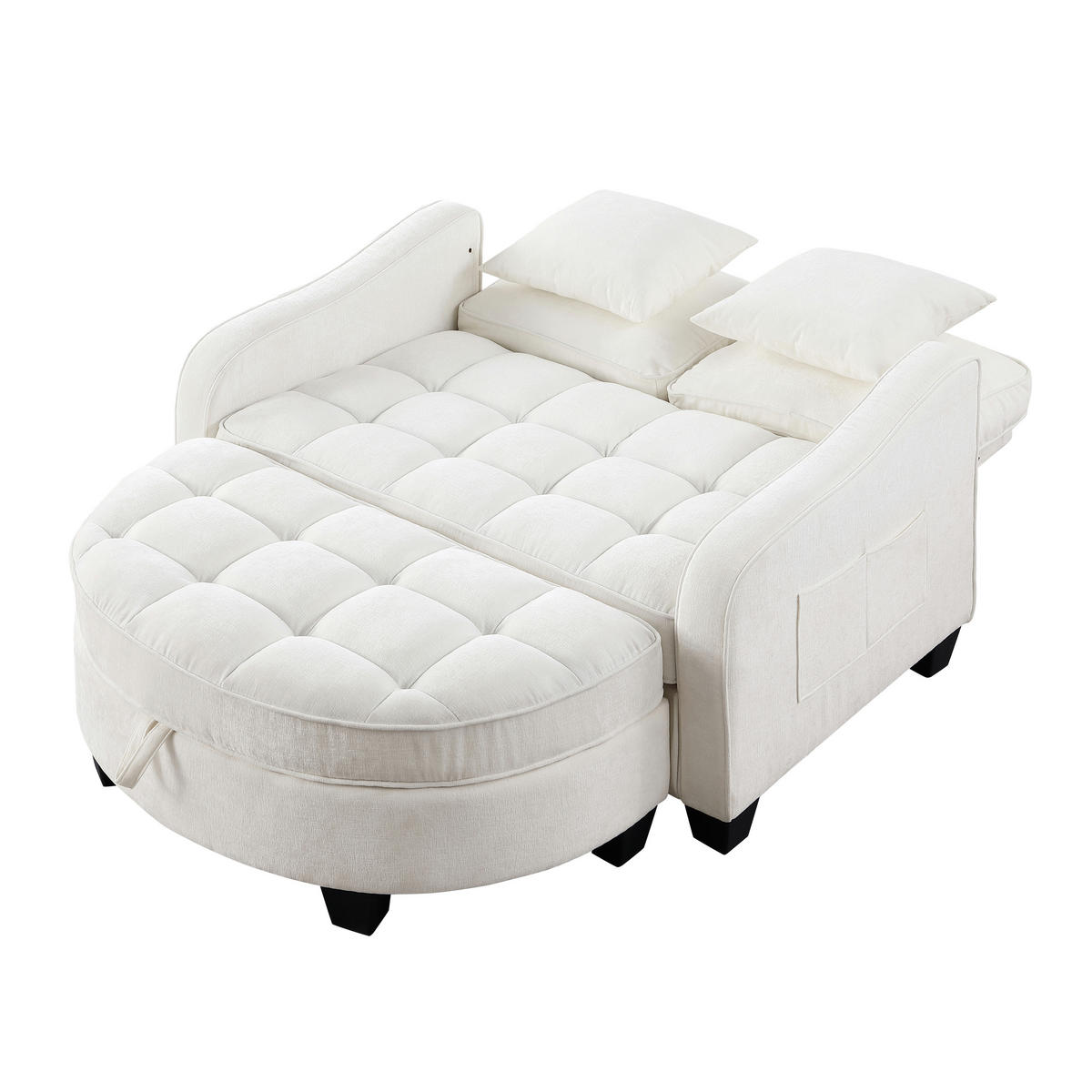 SCHLAFSOFA DE-34590 2-in-1 mit Stauraumhocker Beige - Beige, Holzwerkstoff (129/93/132cm) - ComfortXL