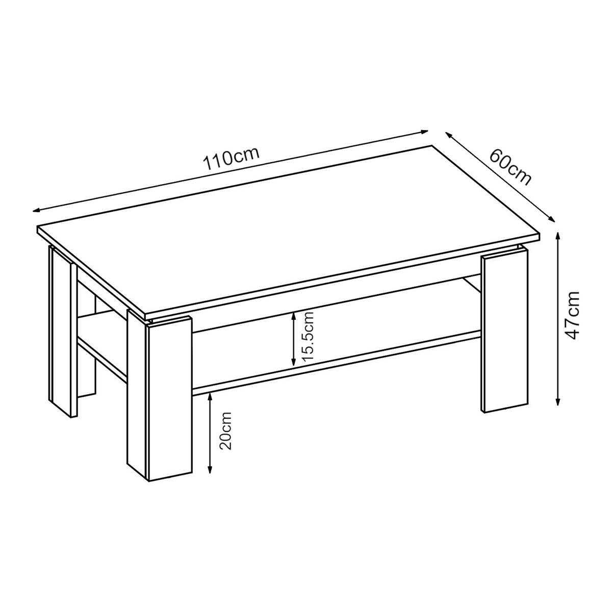 COUCHTISCH Krirdfjos 110/60/47 cm - Eichefarben, Holzwerkstoff (60/110/47cm) - [en.casa]