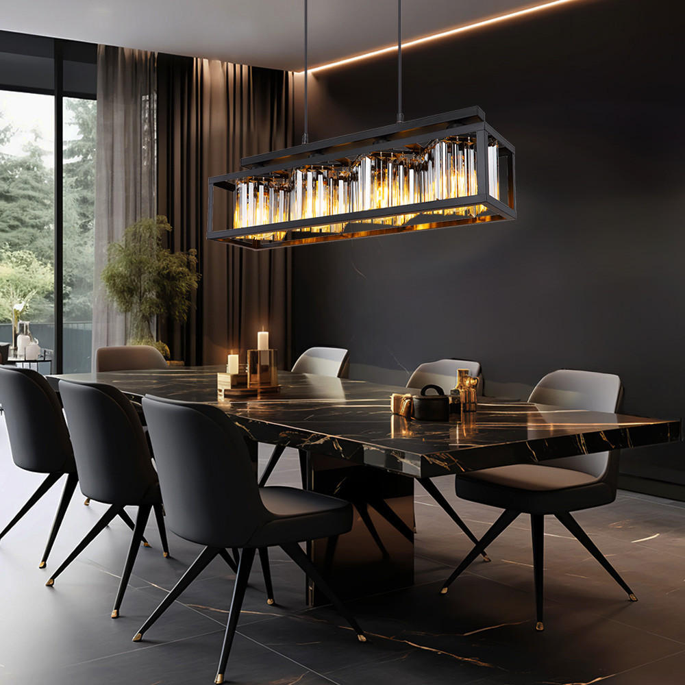 LED HÄNGELEUCHTE Metall Schwarz Kristalloptik - Schwarz, Glas (68/17/120cm) - Globo Lighting