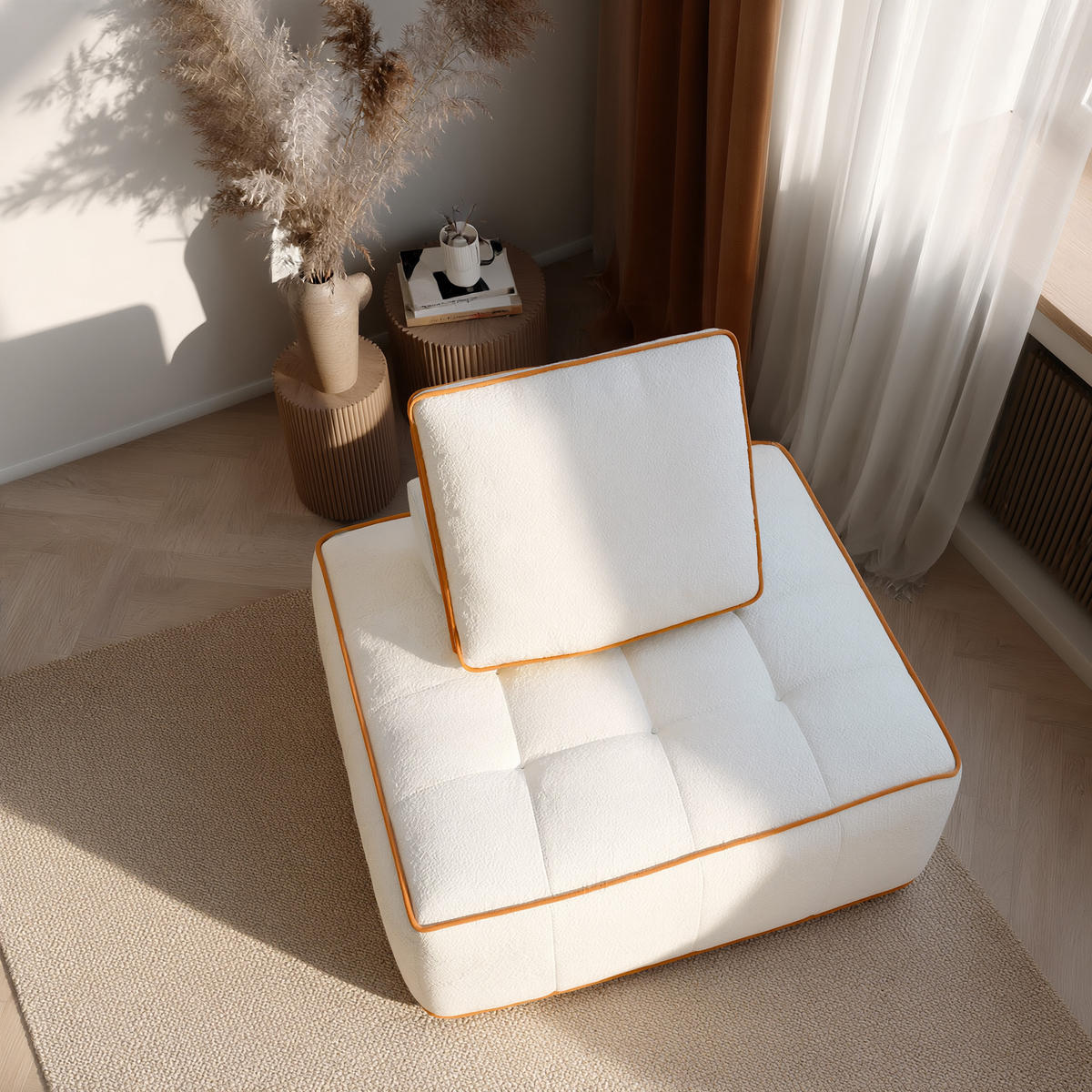 SESSEL Zen Weiß und Orange 1-Sitzer - Weiß/Orange, Textil (100/75/100cm) - COCO Living