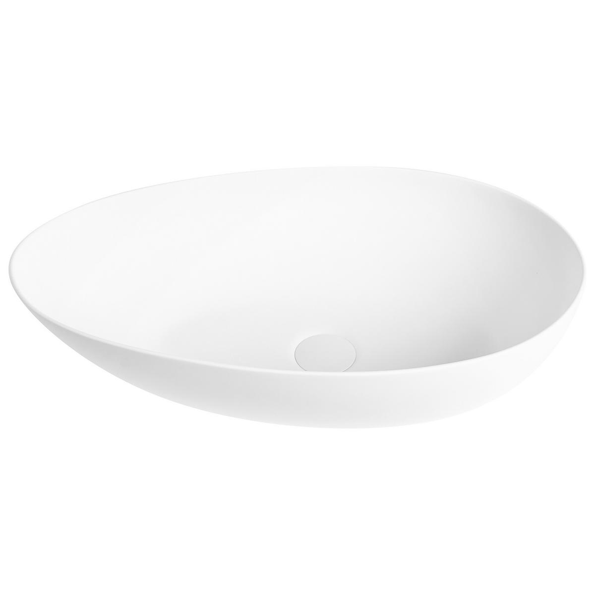AUFSATZWASCHBECKEN Weiß 60/35 cm Sauzal - Weiß, Kunststoff (60/15/35cm) - Beliani
