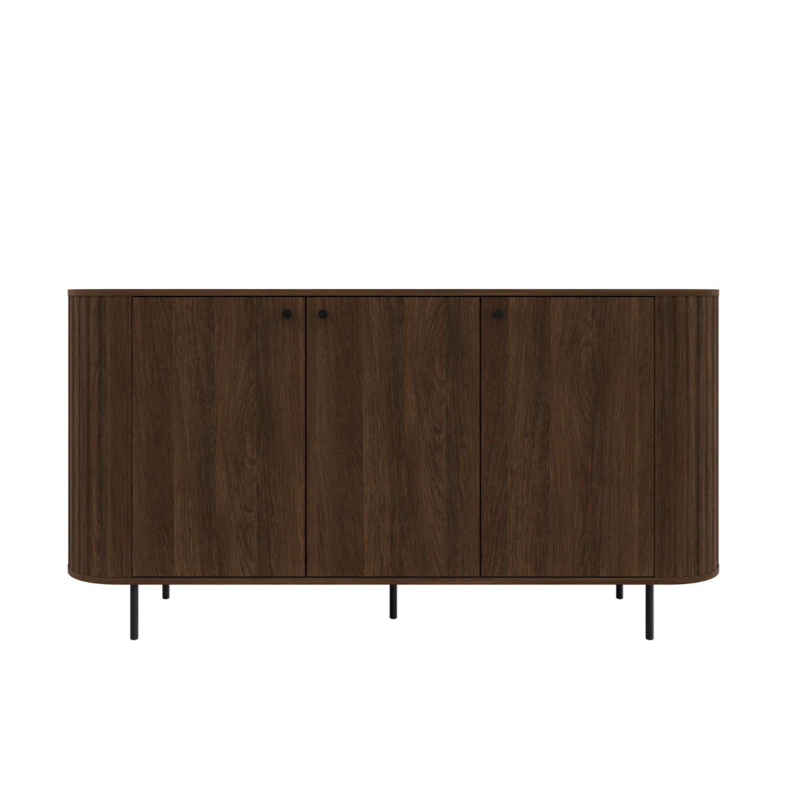 KOMMODE Olivia 165cm, 3 Türen und geriffeltem Design, dunkelbraun - Dunkelbraun, Metall (43/85/165cm) - Margaret Hadas24