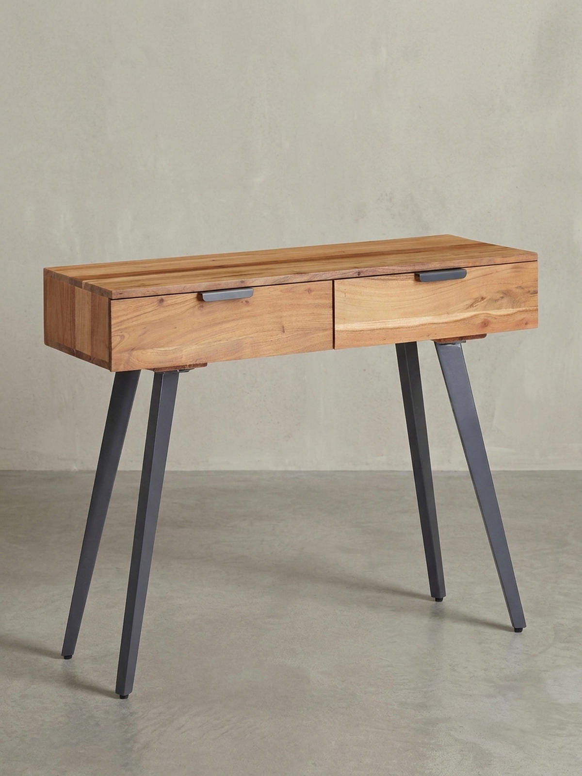 KONSOLENTISCH – Massivholz/Metall, 2 Schubladen, individuelles Design - Beige/Anthrazit, Holz/Metall (36/90/78cm) - KADIMA DESIGN