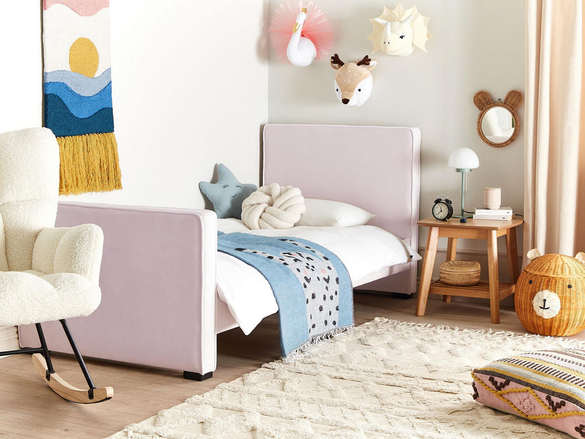 KINDERBETT 90x200 cm Rosa Teenie - Pink, Textil (90/200cm) - Beliani