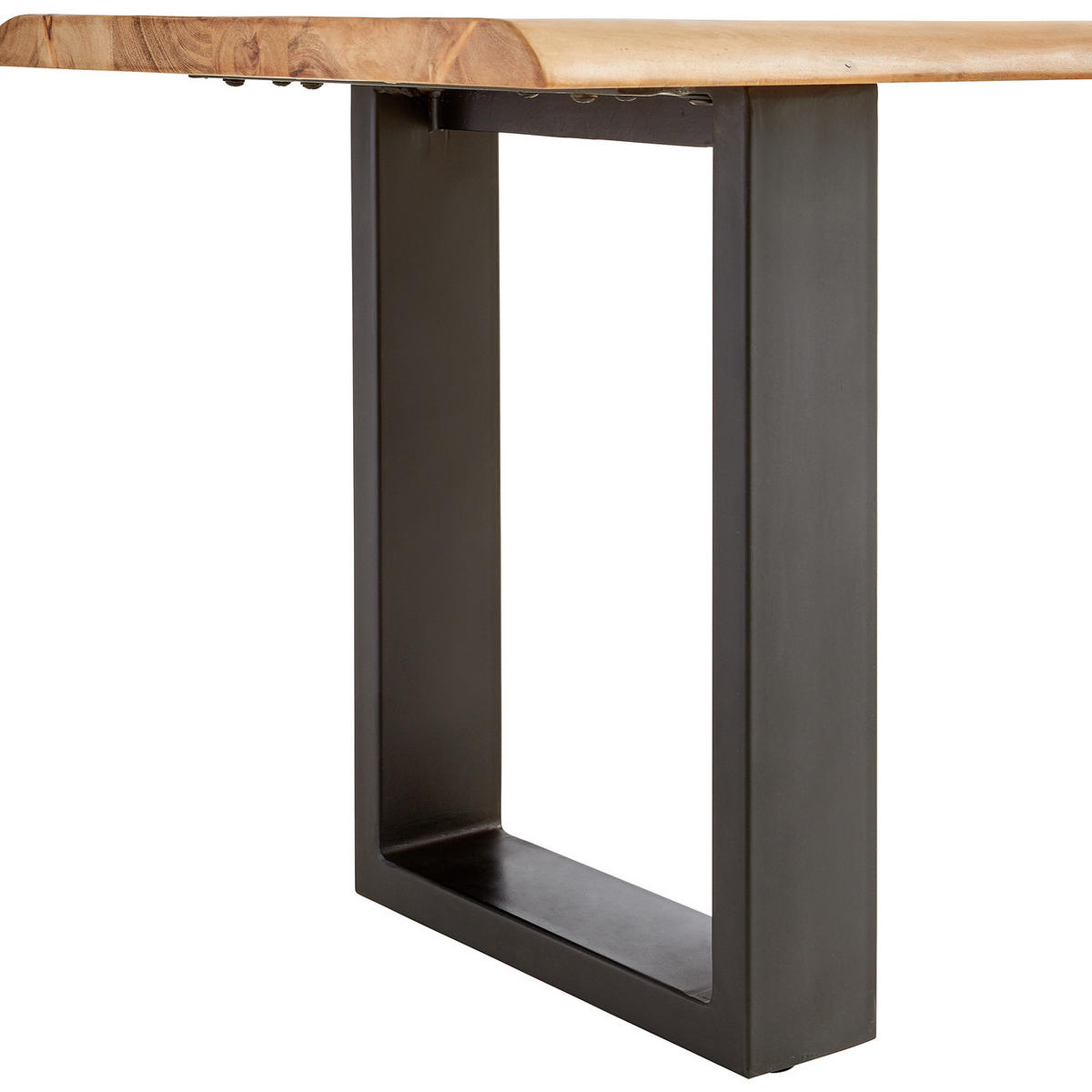 SITZBANK - Metall / Massivholz Akazie - Schwarz/Akaziefarben, Holz/Metall (160/45/45cm) - home24