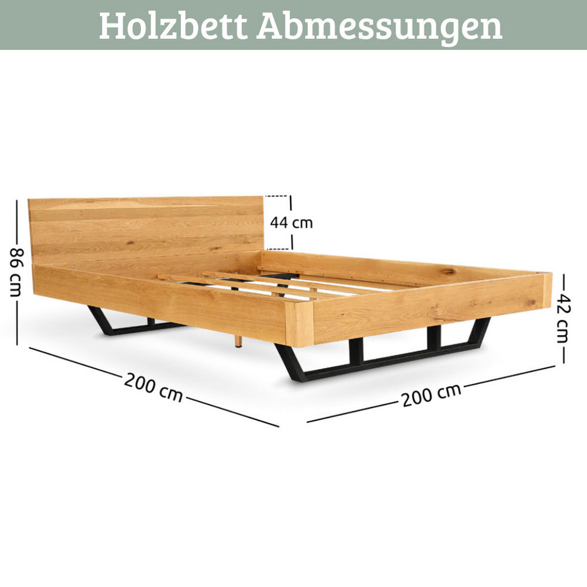 MASSIVHOLZBETT 200x200 cm KEILO Eichenholz Bettrahmen Metallkufen - Braun, Holz (200/200cm) - DELUKE