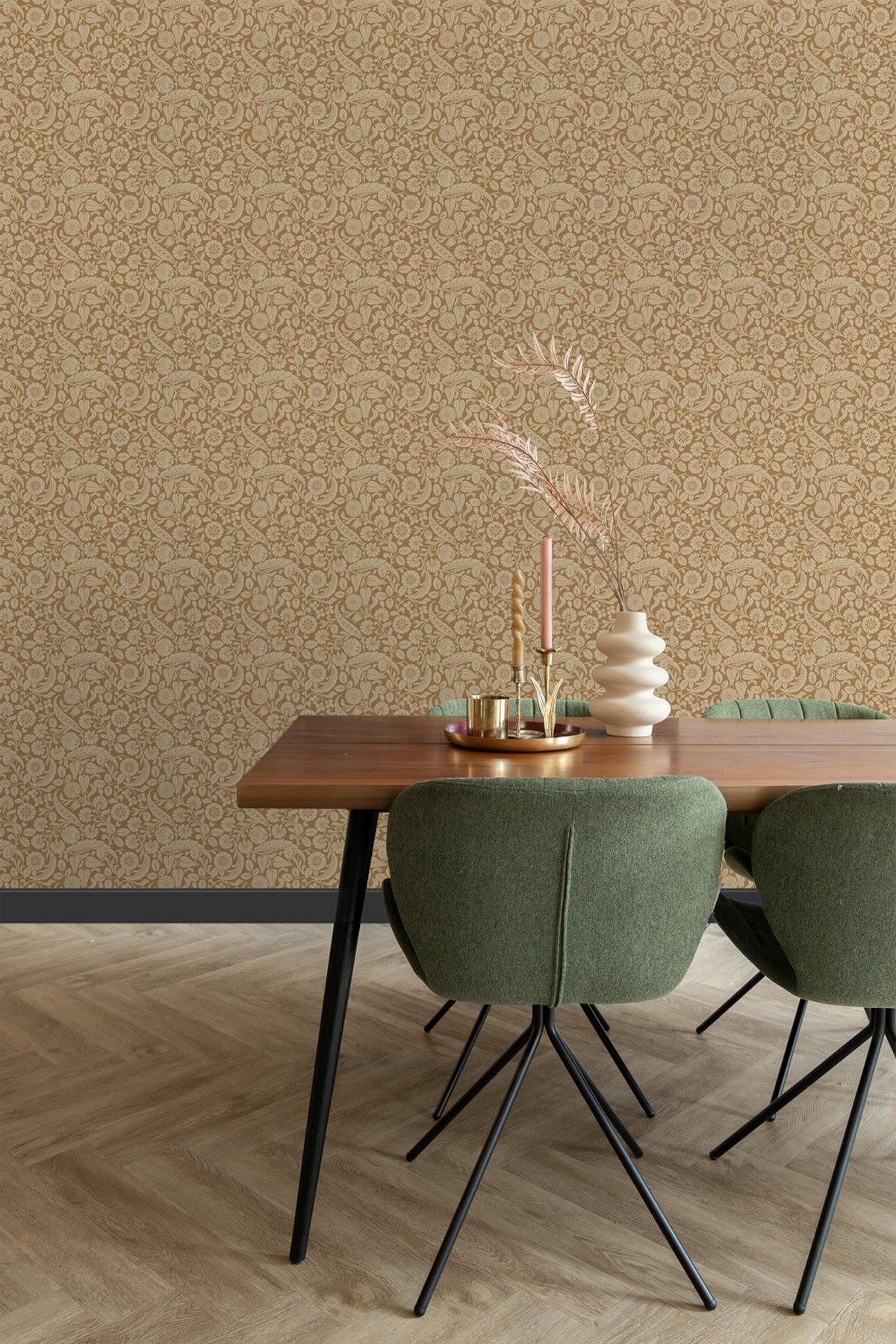 TAPETE Blumenmuster 50 x 900 cm - Braun, Papier (50/900cm) - ESTAhome