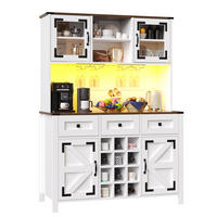 GESCHIRRSCHRANK aus MDF & Glas 120x40x170cm in Weiß mit LED & Steckdosenleiste - Weiß, Holzwerkstoff (120/170/40cm) - Modfu