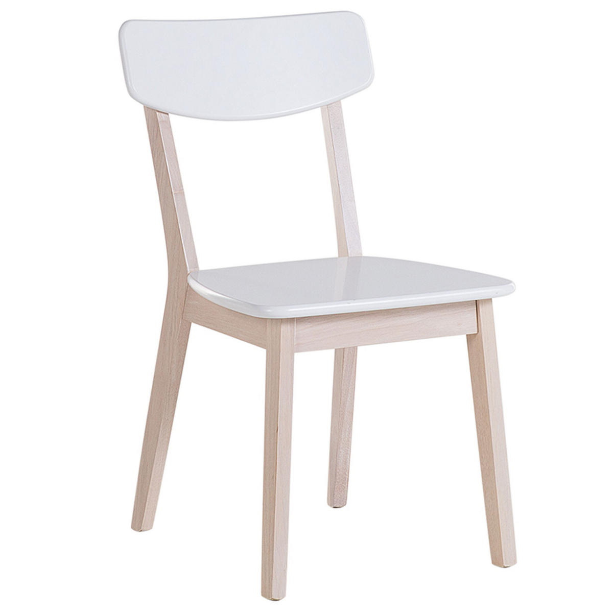 ESSZIMMERSTUHL 2er-Set Gummibaumholz Hellbraun/Weiß Santos - Weiß, Holz/Holzwerkstoff (44/76/49cm) - Beliani