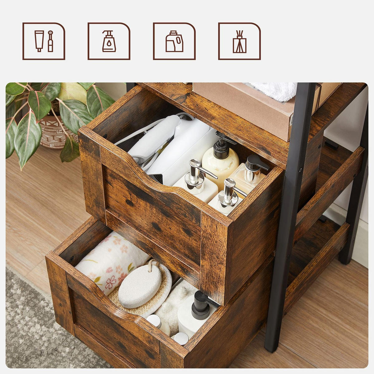 BADEZIMMERREGAL STANDREGAL - Braun, Holzwerkstoff (30/80/37cm) - Hansiro