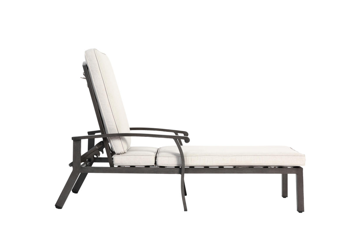 GARTENLIEGE aus Aluminium 204x58x100/30 cm Beige mit 5-fach verstellbarer Rückenlehne und Baumwollkissen - Beige, Metall (58/100/204cm) - Modfu