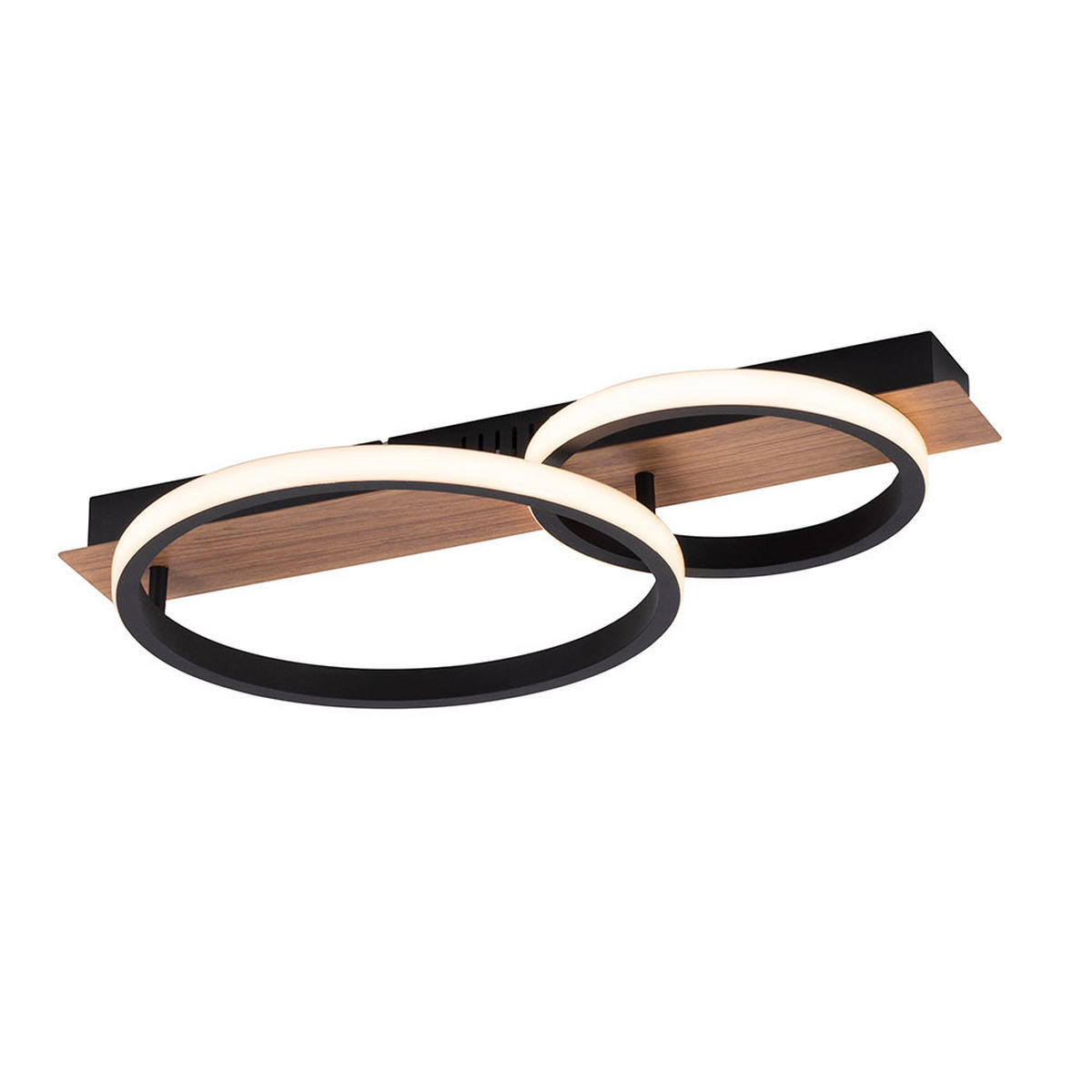 LED DECKENLEUCHTE Metall Schwarz Holzoptik - Schwarz, Kunststoff (53/30/8cm)