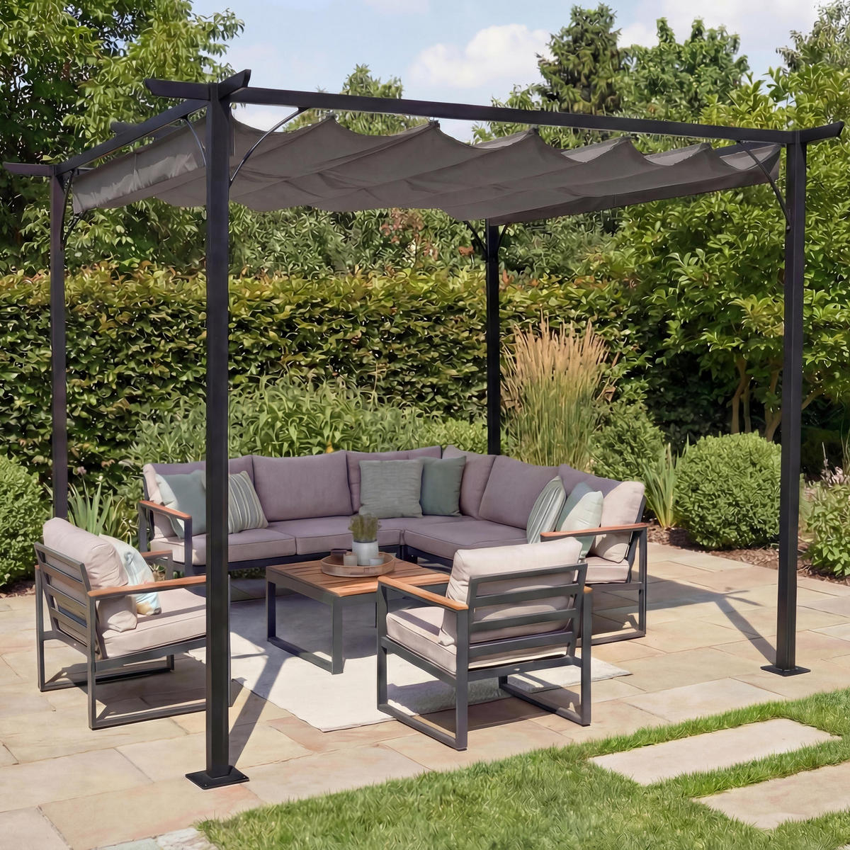 PERGOLA Grau - Grau, Metall (300/232/300cm) - MCW