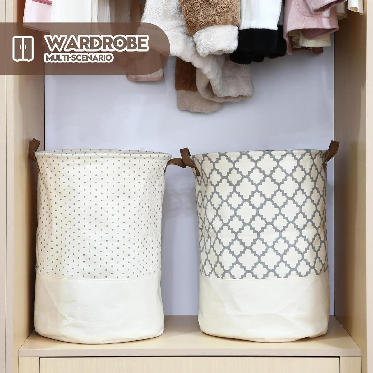 WÄSCHEKORB Gitter-Muster Grau 45 cm - Multicolor, Textil (35/45/35cm)