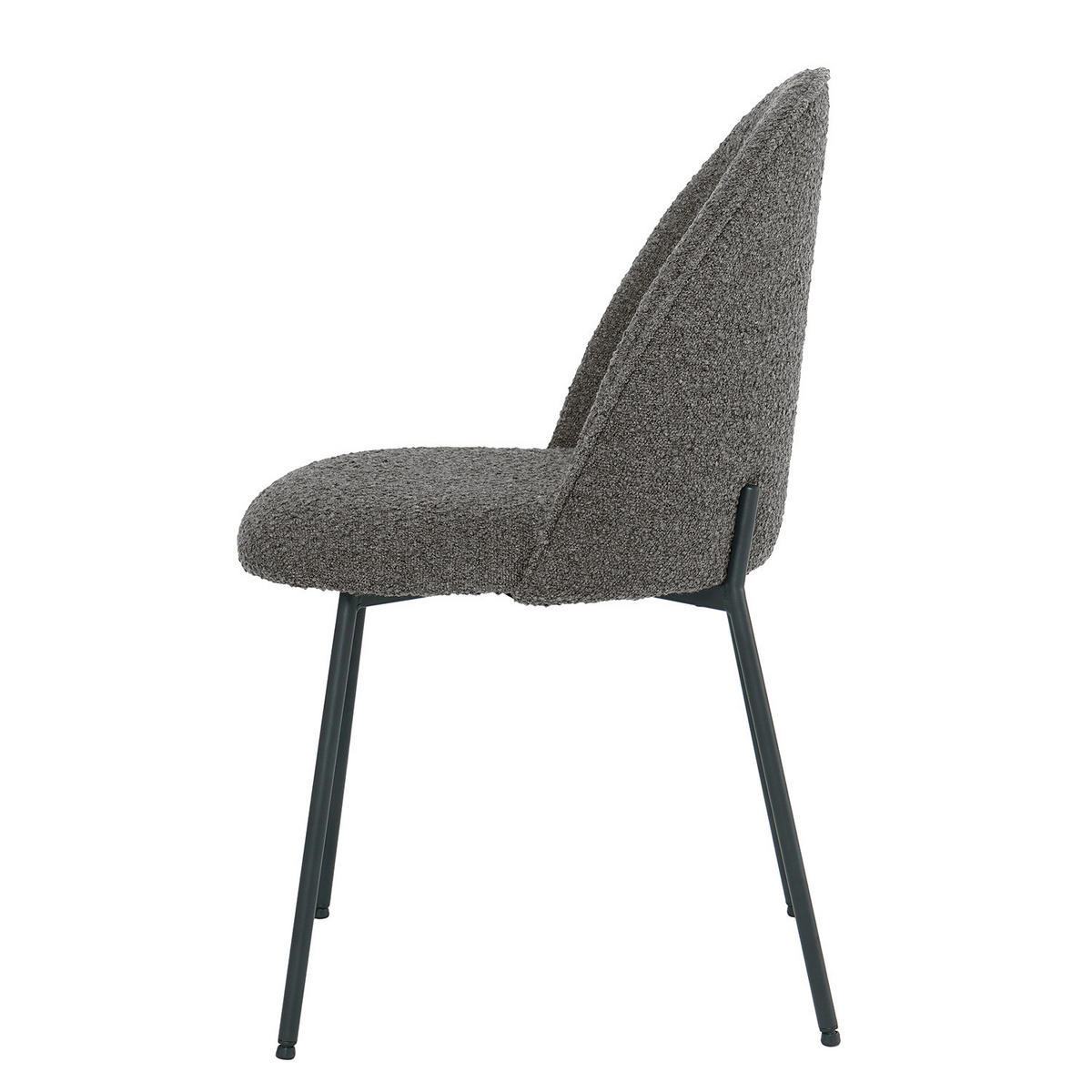 POLSTERSTUHL - 2er-Set - Bouclé / Eisen - Grau, Textil/Metall (49/84/54cm) - home24