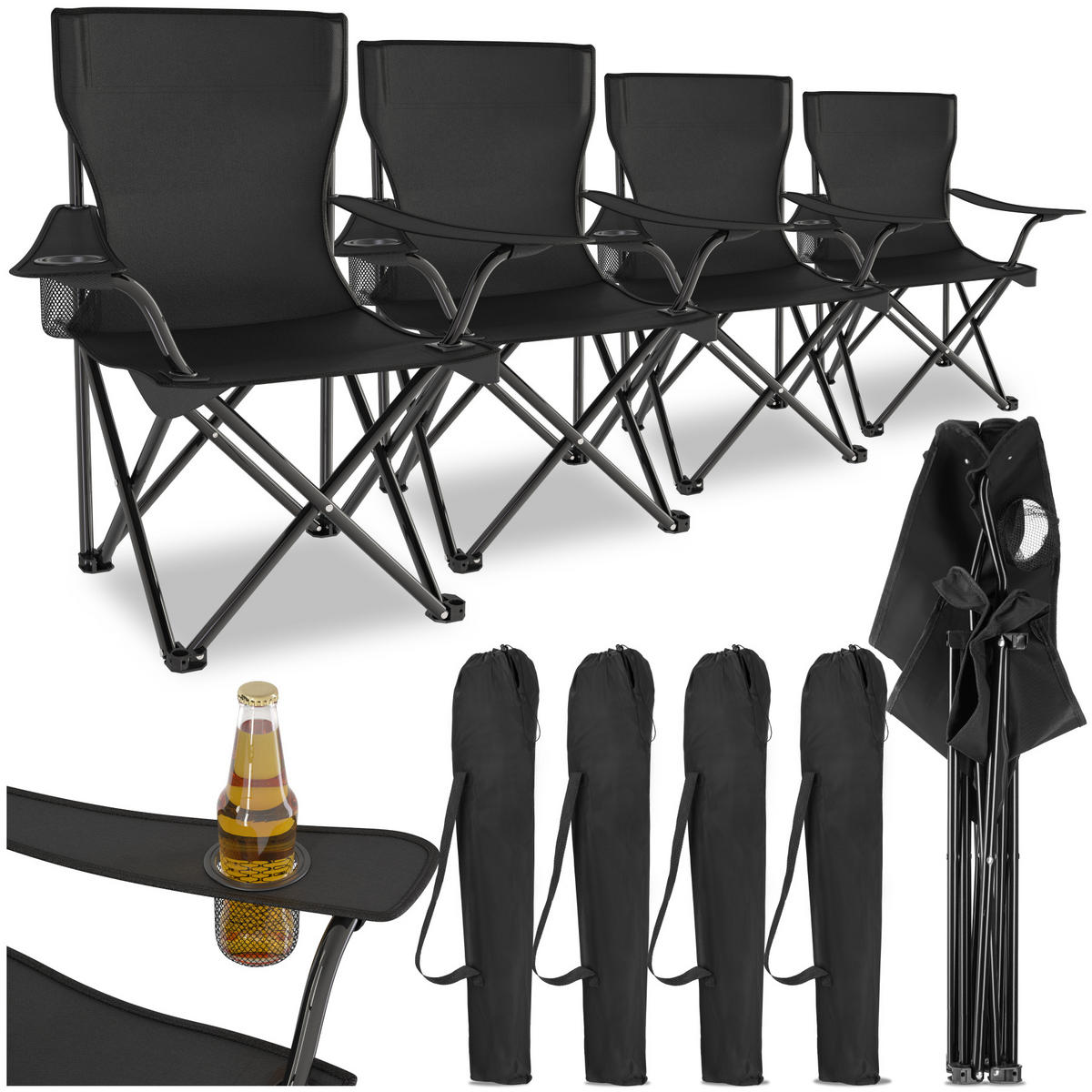 SET CAMPINGSTUHL Gil, 80 x 48 x 84,5 cm, schwarz - Schwarz, Metall (48/84.5/80cm) - tectake