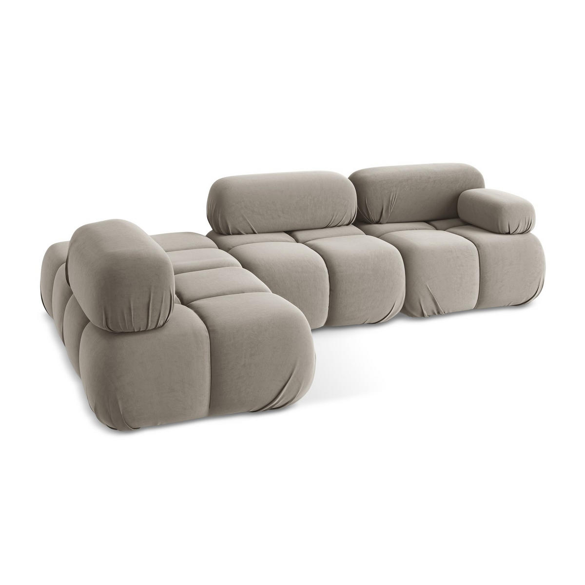 ECKSOFA Links Samt Stoff Grau - Taupe/Lila, Kunststoff/Textil (190/285cm) - LaMiaSofa