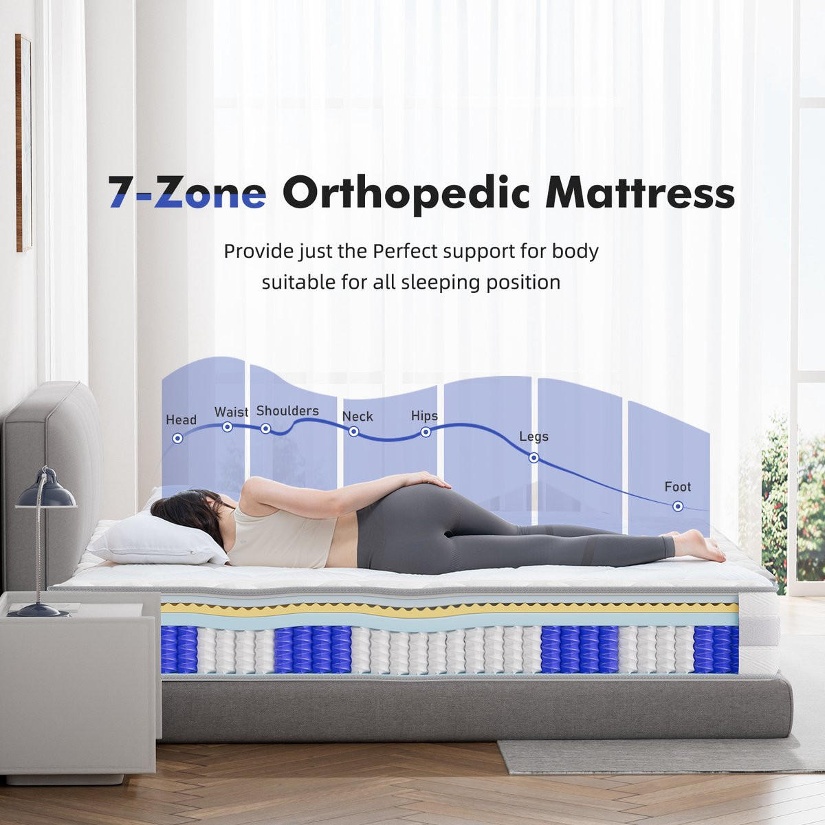 TASCHENFEDERKERNMATRATZE Höhe 25 cm 180×200cm - Weiß, Textil (180/200cm) - HOMAVO